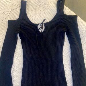 PACSUN BLACK RIBBED BODYSUIT